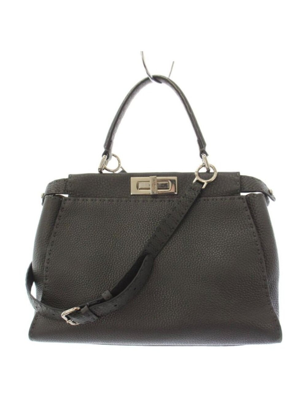 Fendi Selleria Peekaboo 2-Way Shoulder Bag Leather Gray